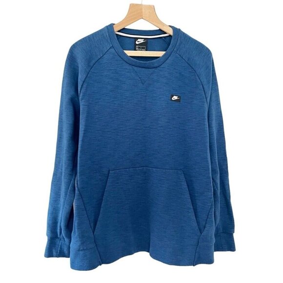 Nike Sportswear Men’s Sz L Blue Optic Fleece Crewneck Sweatshirt - Picture 1 of 9